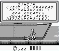 une photo d'Ã©cran de Tintin - Le Temple du Soleil sur Nintendo Game Boy